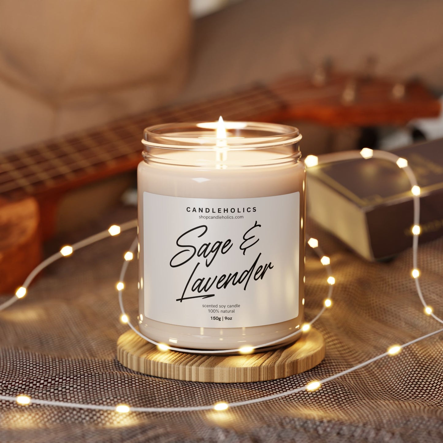 Sage & Lavender Scented Soy Candle - 9oz Relaxation Gift