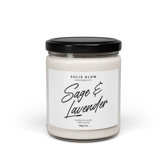 Sage & Lavender Scented Soy Candle - 9oz Relaxation Gift