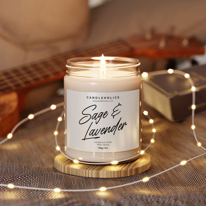Sage & Lavender Scented Soy Candle - 9oz Relaxation Gift