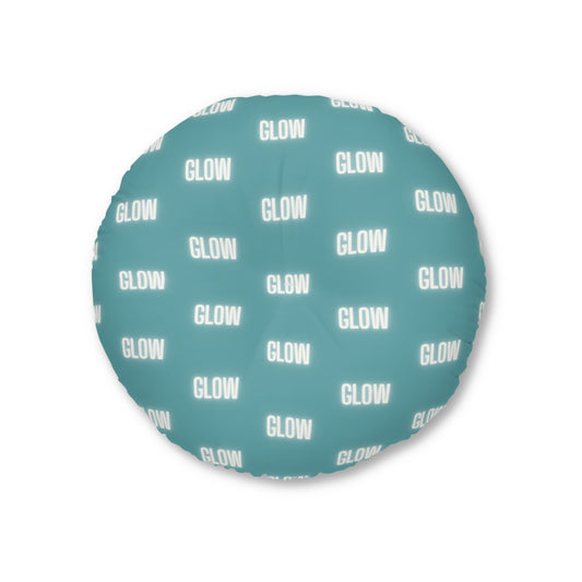 Round Tufted Meditation Floor Pillow – Pink Grid Accent Cushion